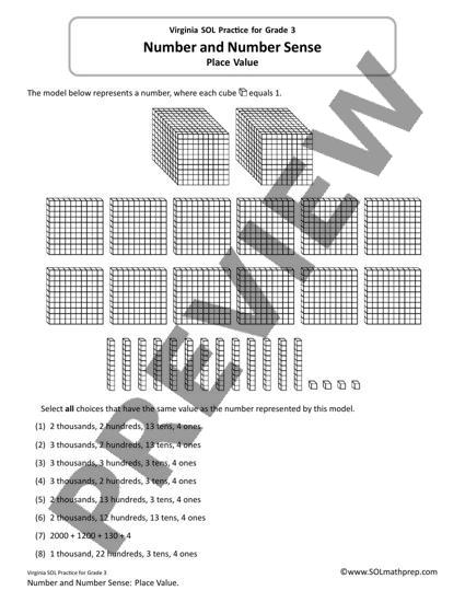 Grade 3 Math Worksheet: Place Value (Preview)